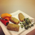 Savory Croquettes made with organic brazil nuts, cashews, flax, fresh herbs and love. *raw, vegan and gluten free*