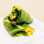 Thai Collard Wraps with mangoes, cilantro, lime and cashew butter. *raw, vegan and gluten free*