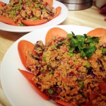 Colorful Quinoa dish marinated in chipotle sauce, organic veggies, organic herbs and Italian veggie ground. *vegan and gluten free*